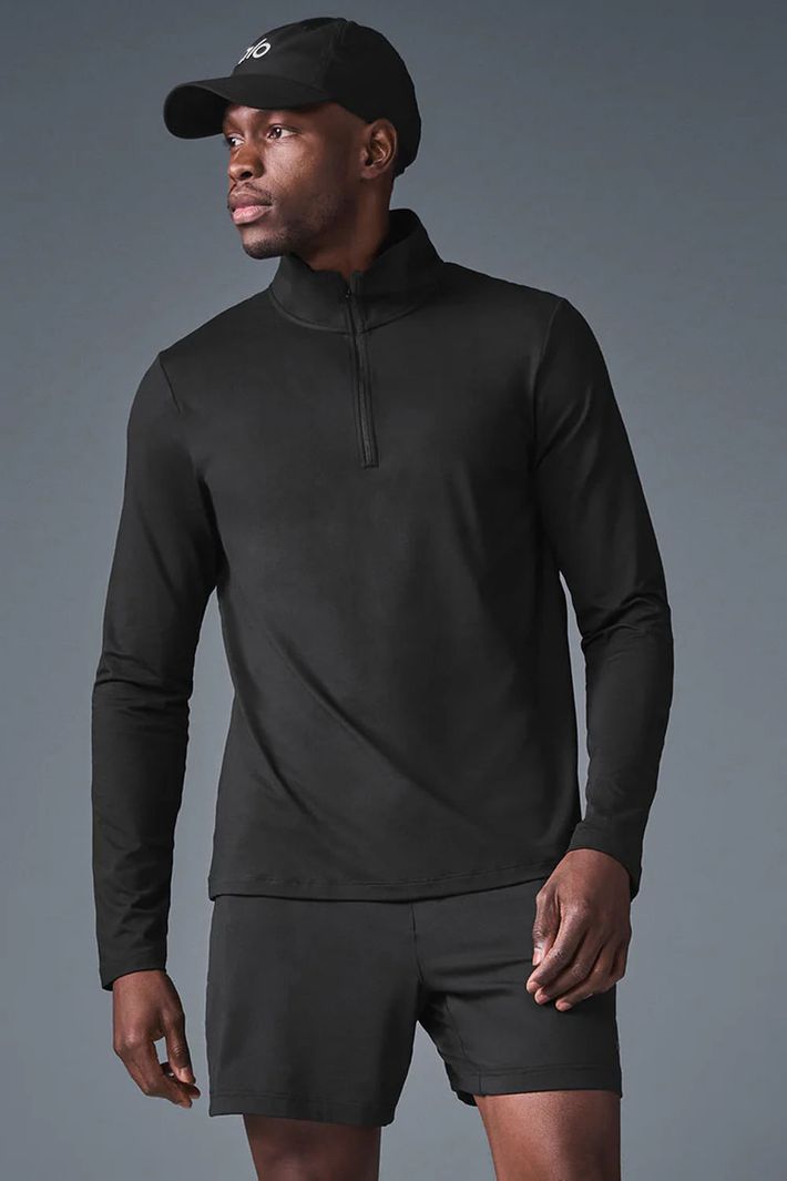 Blusa Conquer 1/4 Zip Reform Black - Alo Yoga