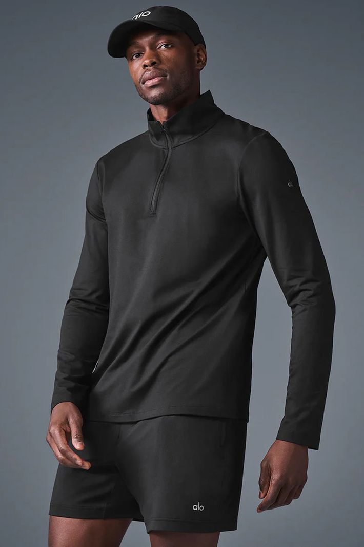 Blusa Conquer 1/4 Zip Reform Black - Alo Yoga