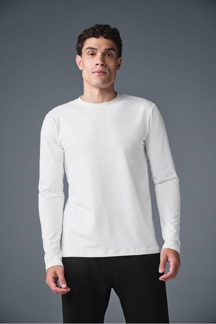 Camiseta Manga Longa Conquer Reform Crewneck White - Alo Yoga