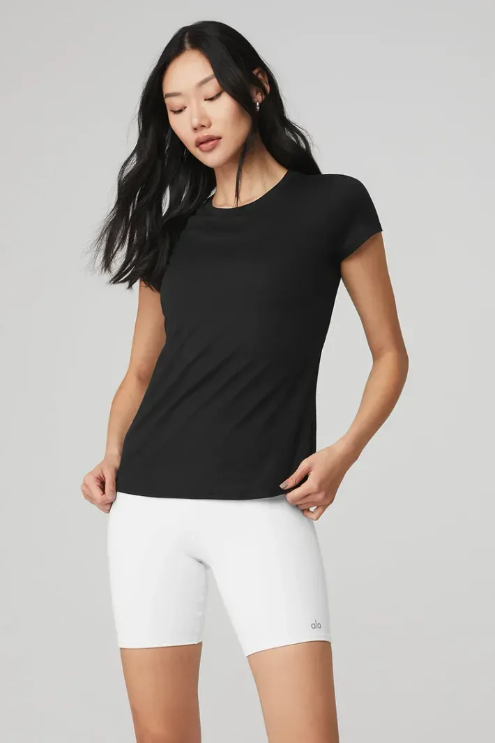 【未使用品】ALO Alosoft Finesse Tee サイズS Camiseta Alosoft Finesse Black - Alo Yoga