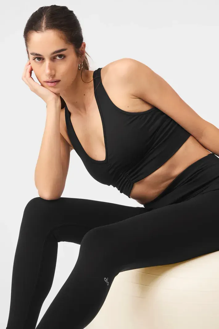 ヨガ・ピラティス AloYoga 7/8 HIGH-WAIST AIRBRUSH LEGGING Legging 7/8 Highwaist Airbrush Black - Alo Yoga