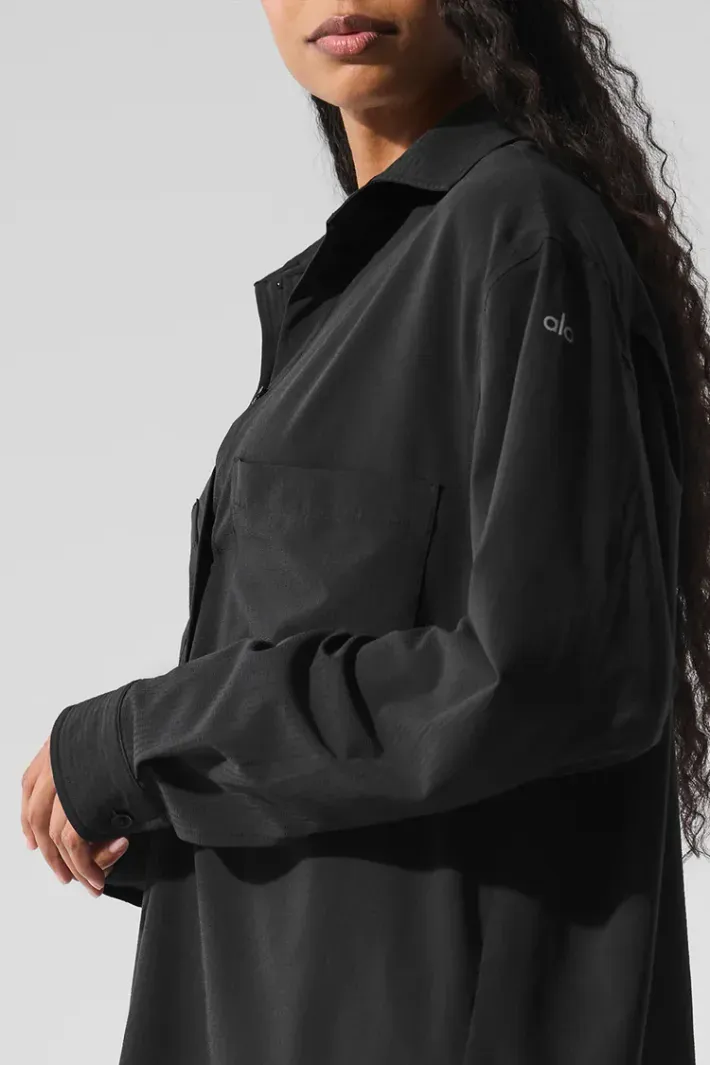 Camisa Dreamscape Com Botões Manga Longa Black - Alo Yoga
