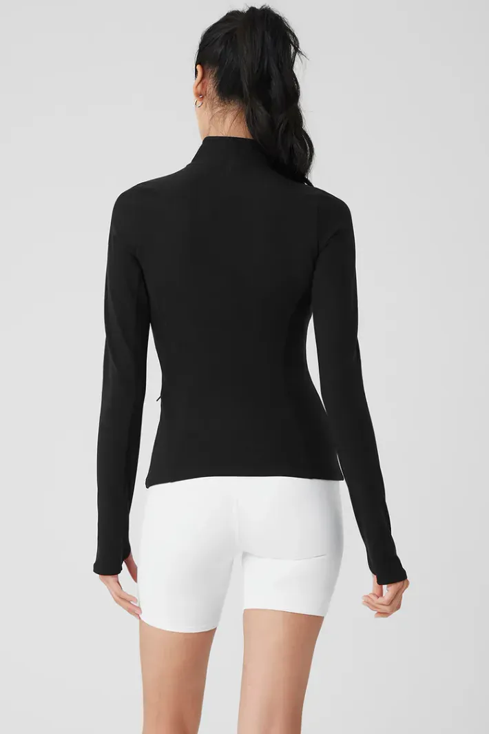 Casaco Alosoft 1/2 Zip Rapid Black - Alo Yoga