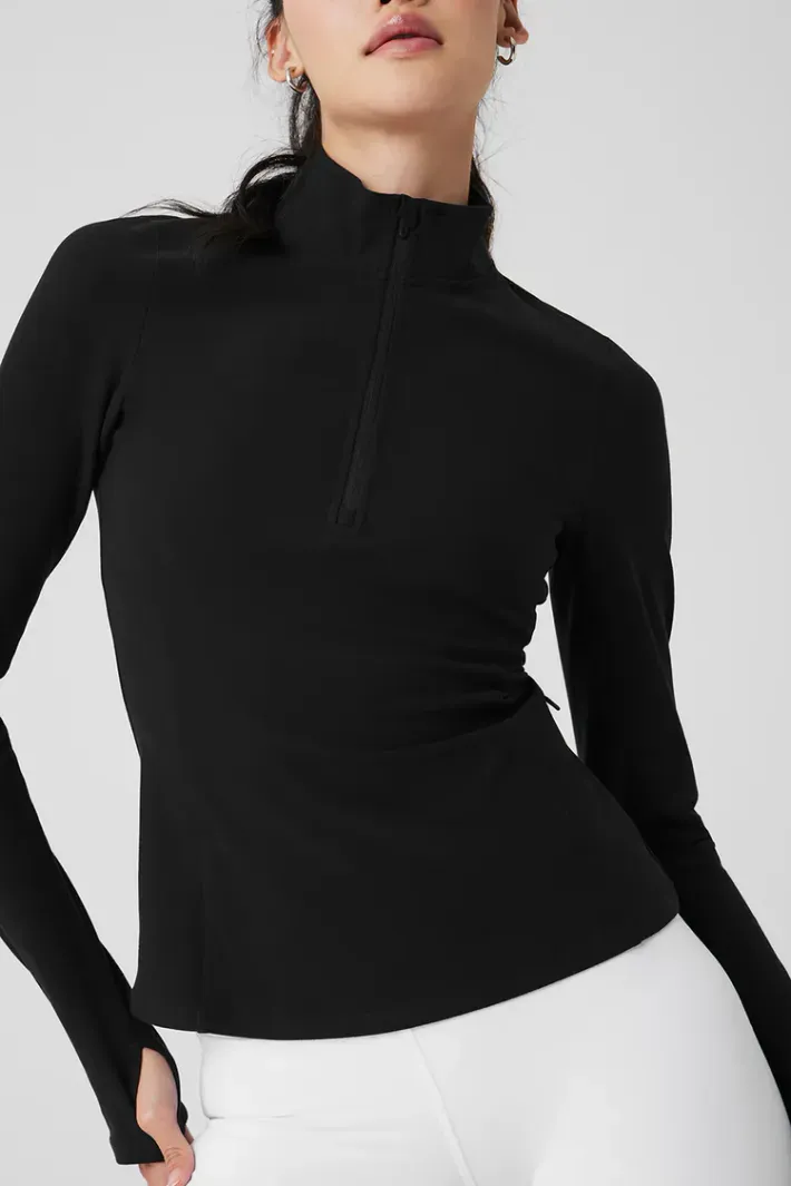 Casaco Alosoft 1/2 Zip Rapid Black - Alo Yoga