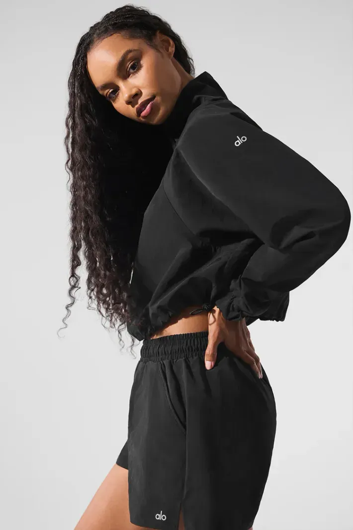 Casaco Cropped 1/4 Zip Alumni Black - Alo Yoga