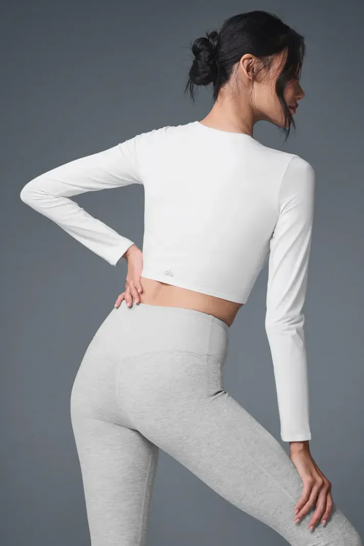 Blusa Alosoft Crop Finesse Manga Longa White - Alo Yoga