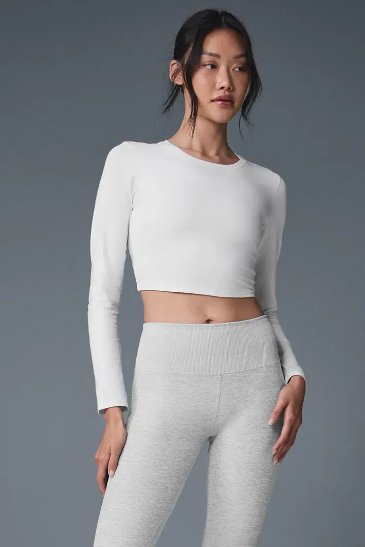 Blusa Alosoft Crop Finesse Manga Longa White - Alo Yoga