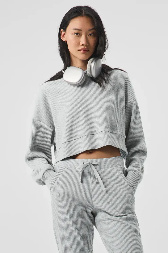 alo muse setup グレー Moletom Muse Athletic Heather Grey - Alo Yoga