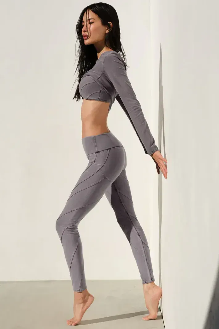 alo YOGA ALOSOFT レギンス Legging Washed Alosoft High-Waist Sunray Grey - Alo Yoga
