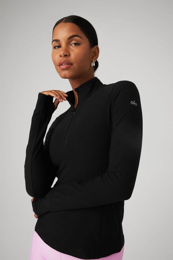 Casaco Alosoft 1/2 Zip Rapid Black - Alo Yoga