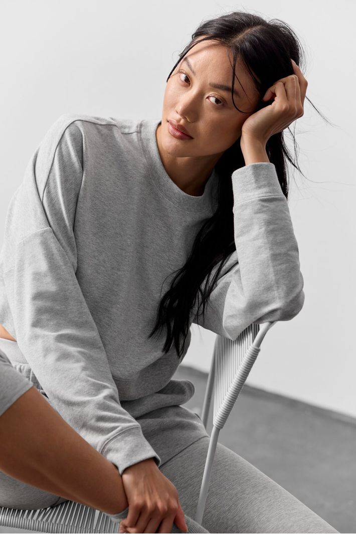 Moletom Cropped Sway Crew Neck Athletic Heather Grey - Alo Yoga