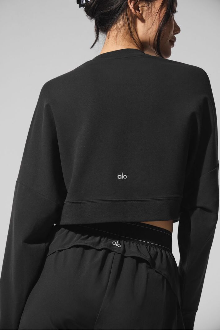 Moletom Cropped Sway Crew Neck Black - Alo Yoga