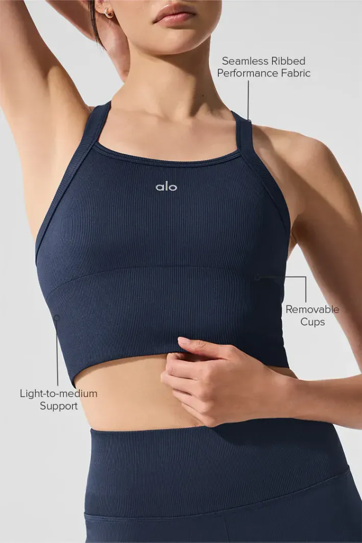 Top Seamless Ribbed Favorite Navy - Alo Yoga