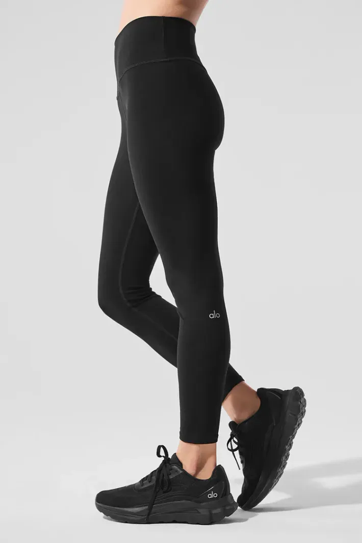 Legging Alosoft High-Waist 7/8 Highlight Black - Alo Yoga