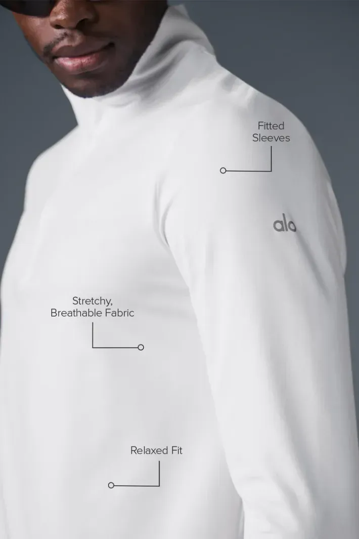 Blusa Conquer 1/4 Zip Reform White - Alo Yoga