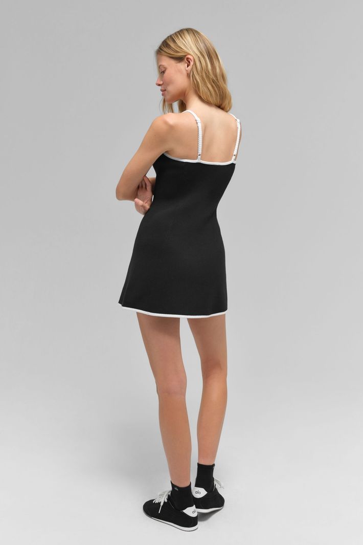 Vestido Ribbed Sweater Knit Highline Black/White - Alo Yoga