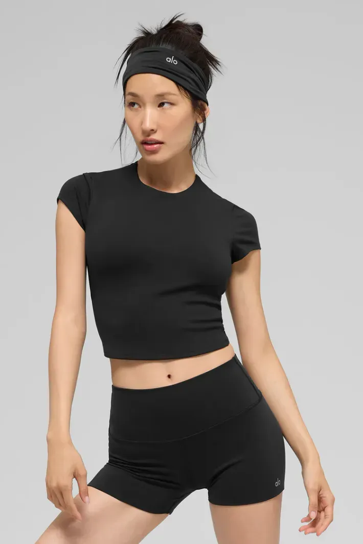 Blusa Alo Softsculpt Precision Manga Curta Black - Alo Yoga