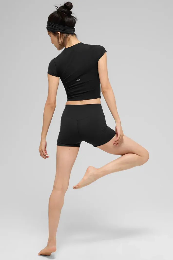 Blusa Alo Softsculpt Precision Manga Curta Black - Alo Yoga