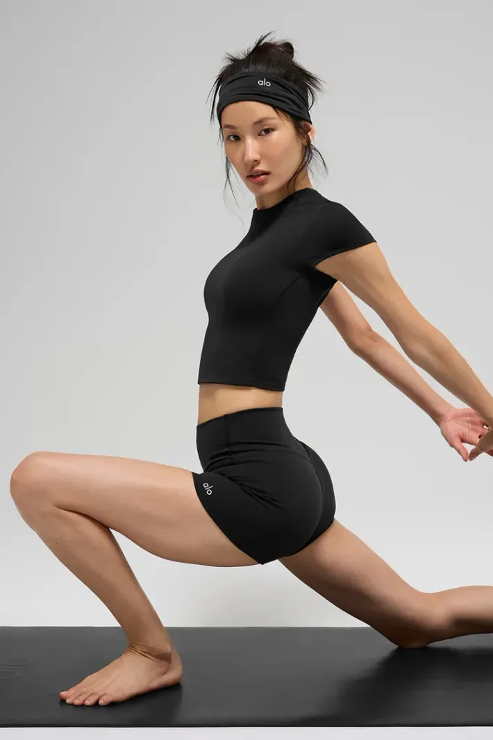 Blusa Alo Softsculpt Precision Manga Curta Black - Alo Yoga
