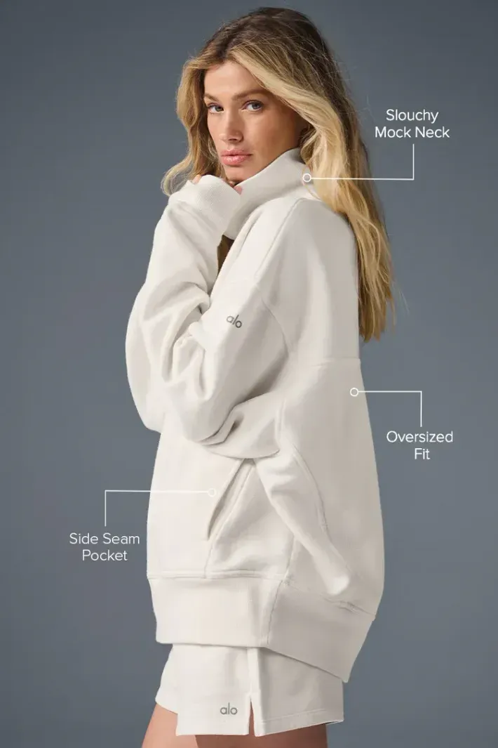 Moletom Hazy Mock Neck Ivory - Alo Yoga