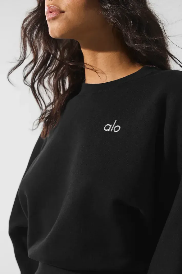 alo/yoga/Cropped Accolade Crewneck/正規品 Moletom Cropped Accolade Crewneck Black - Alo Yoga