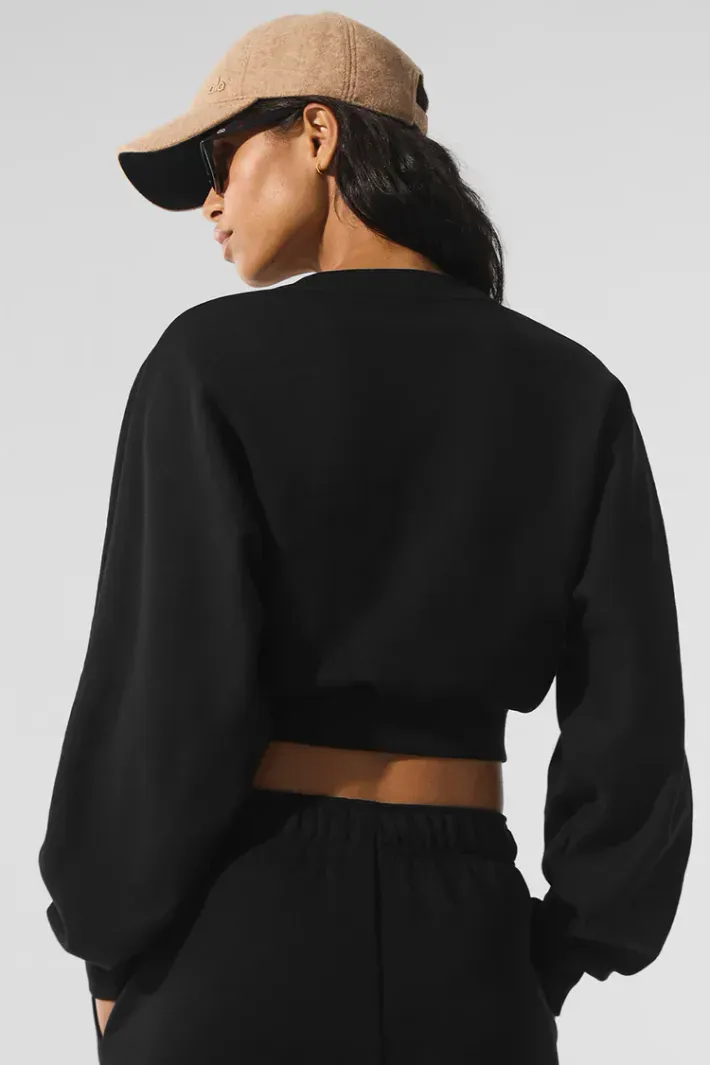 Moletom Cropped Accolade Crewneck Black - Alo Yoga