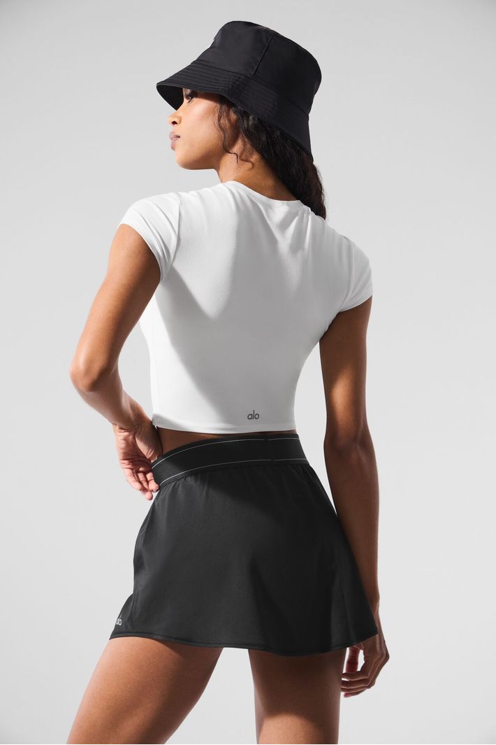 Camiseta Alosoft Crop Finesse Manga Curta White - Alo Yoga