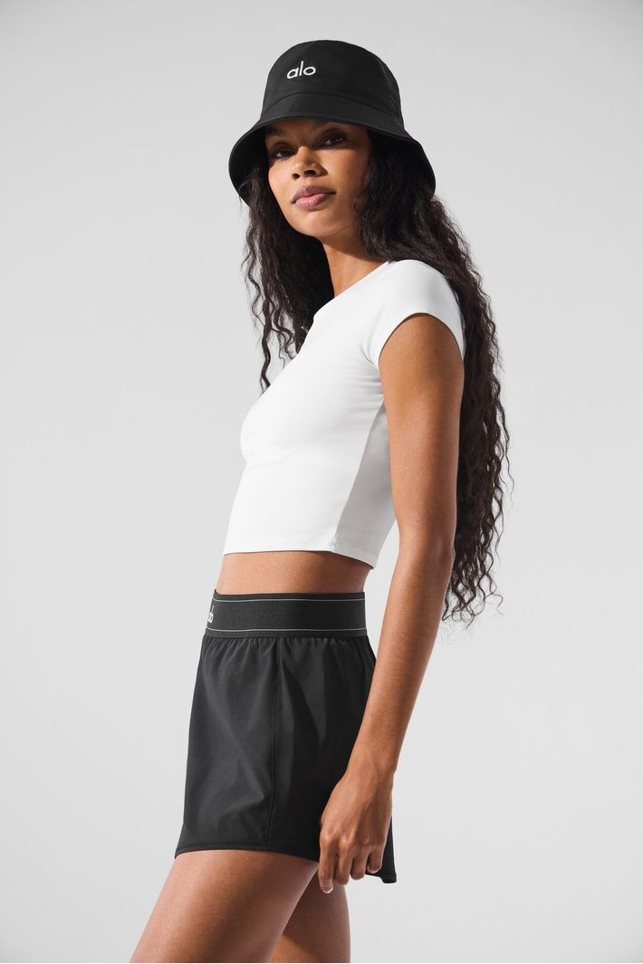 Camiseta Alosoft Crop Finesse Manga Curta White - Alo Yoga