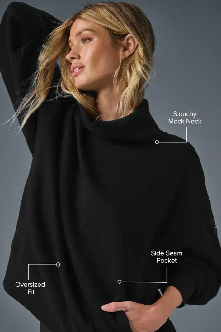 Moletom Hazy Mock Neck Black - Alo Yoga