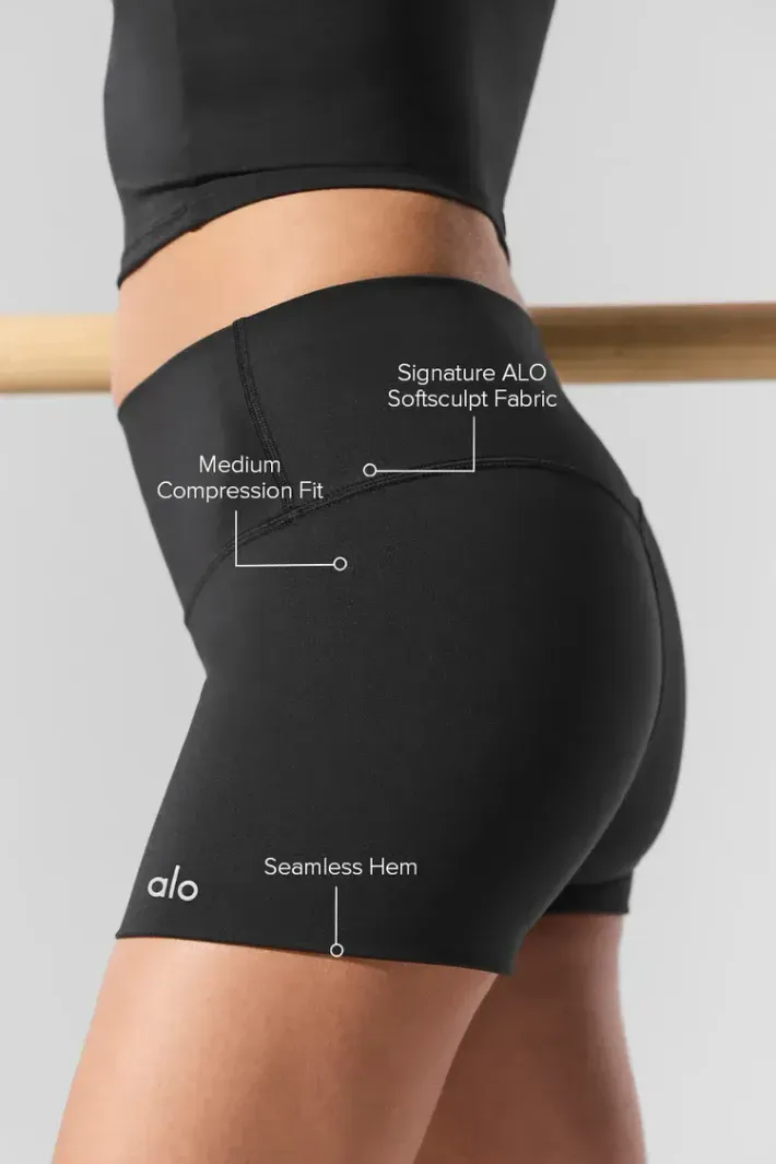 Shorts 3'' Alo Softsculpt High-Waist Precision Black - Alo Yoga