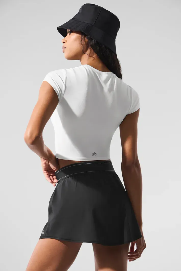 Camiseta Alosoft Crop Finesse Manga Curta White - Alo Yoga