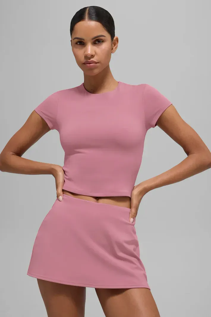 Blusa Alo Softsculpt Precision Manga Curta Pink Wild Rose - Alo Yoga
