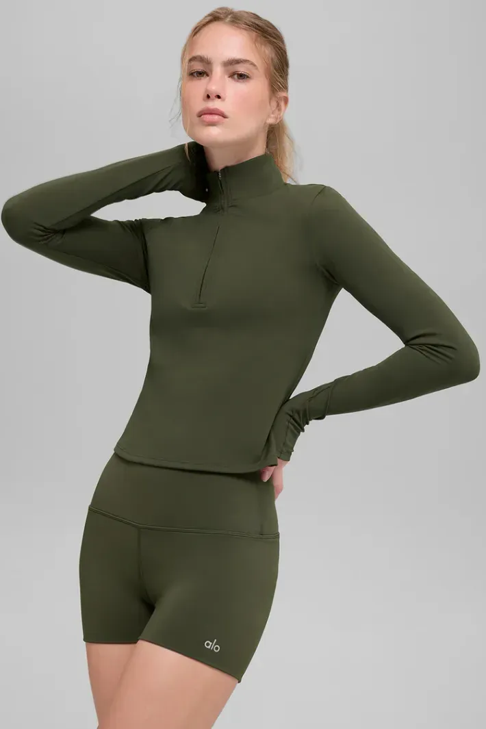 Casaco Alo Softsculpt Precision 1/4 Zip Green Olive - Alo Yoga