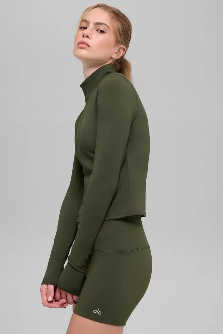 Casaco Alo Softsculpt Precision 1/4 Zip Green Olive - Alo Yoga