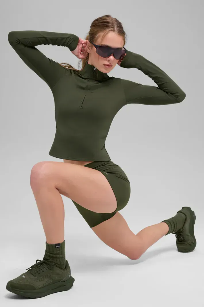 Casaco Alo Softsculpt Precision 1/4 Zip Green Olive - Alo Yoga