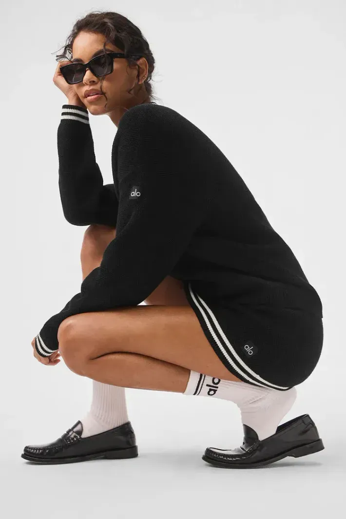 Cardigan Tennis Club Sweater Knit Black - Alo Yoga