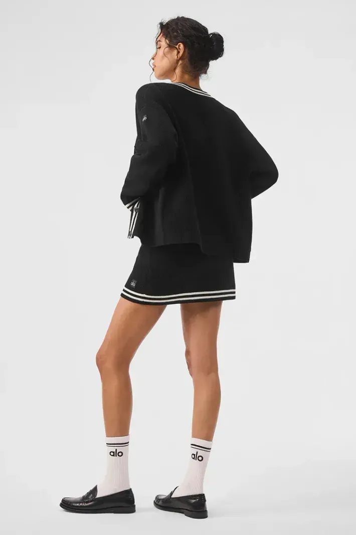 Cardigan Tennis Club Sweater Knit Black - Alo Yoga