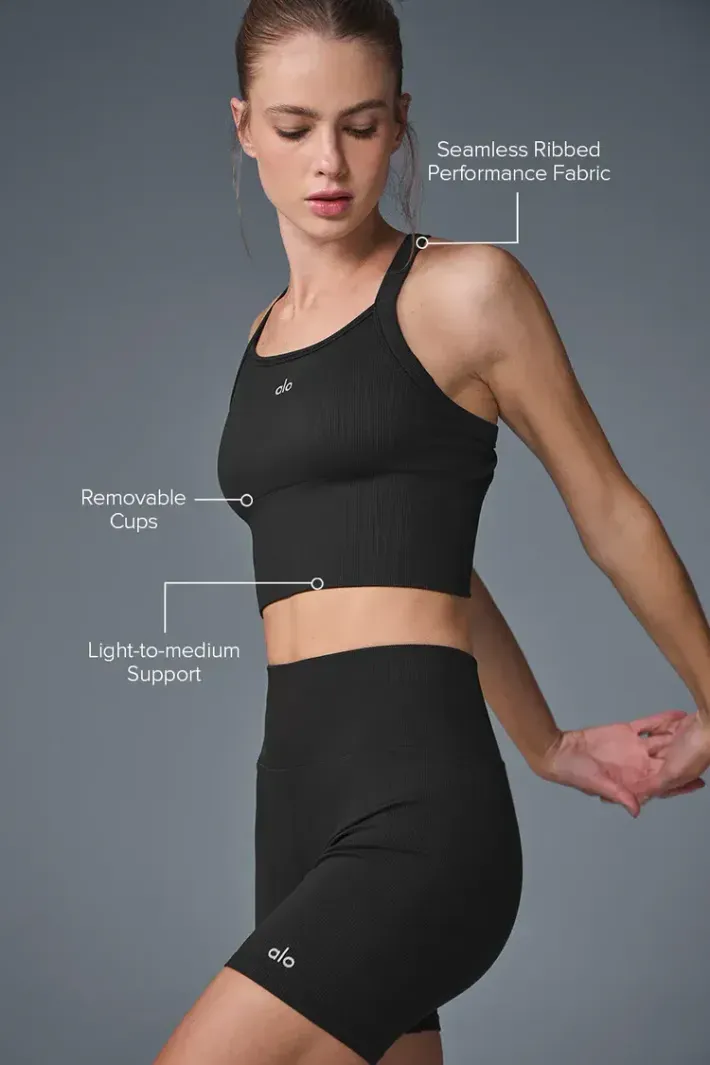 Top Seamless Ribbed Favorite Black - Alo Yoga