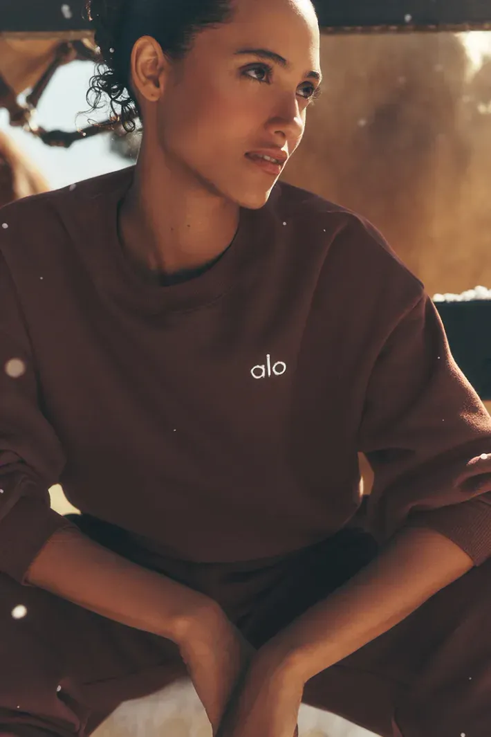 alo ブラウン トレーナー Moletom Accolade Crew Neck Brownstone - Alo Yoga