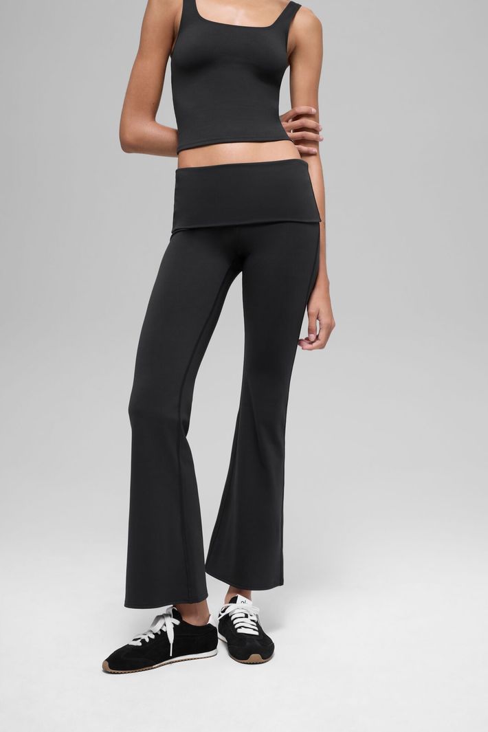 Legging 7/8 Softsculpt Foldover Flare Black - Alo Yoga