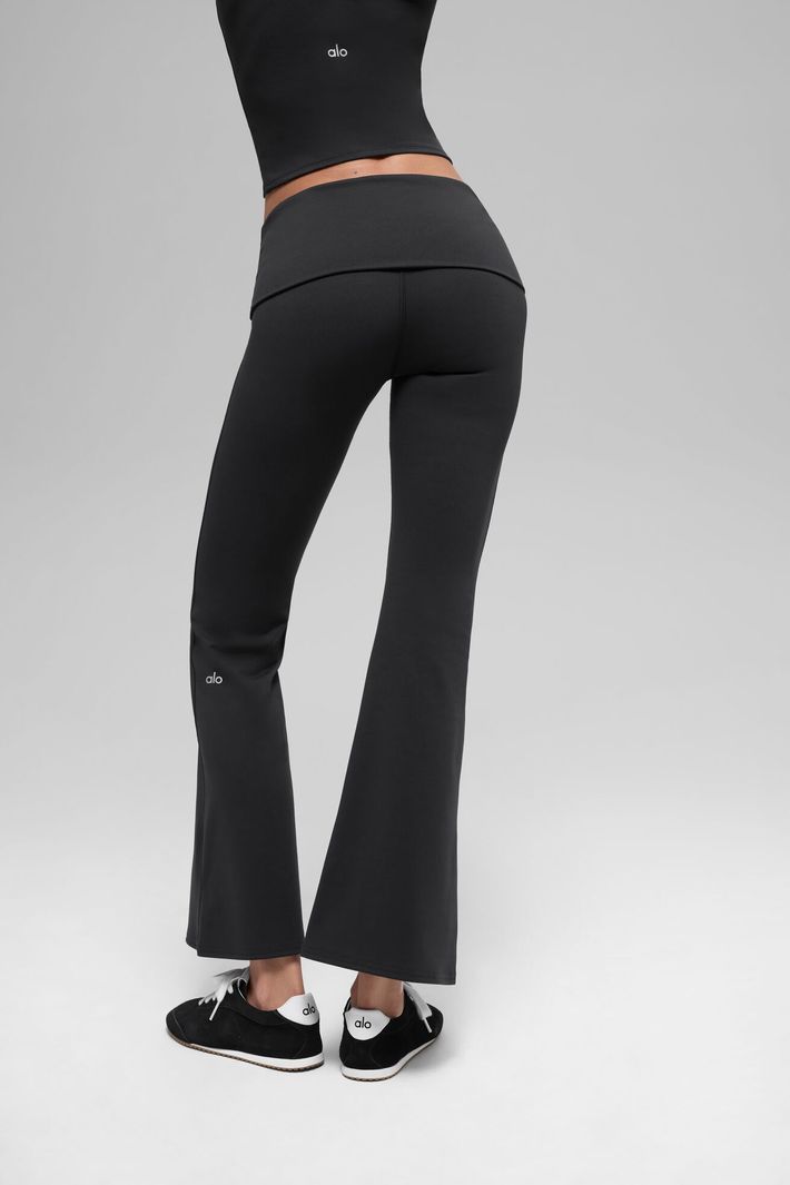 Legging 7/8 Softsculpt Foldover Flare Black - Alo Yoga