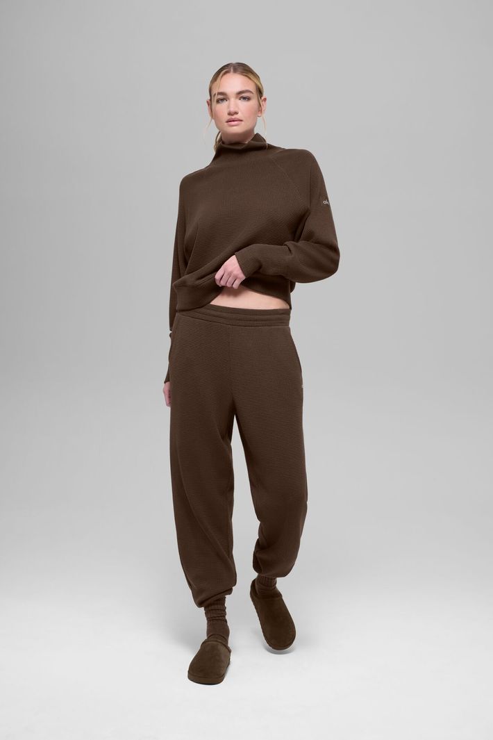 Moletom Waffle Weekend Escape Mock Neck Manga Longa Espresso - Alo