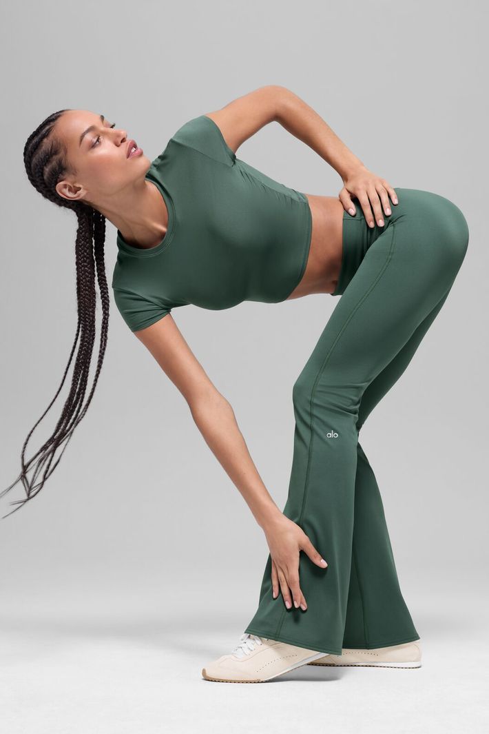 Legging 7/8 Softsculpt Foldover Flare Clover Green - Alo Yoga