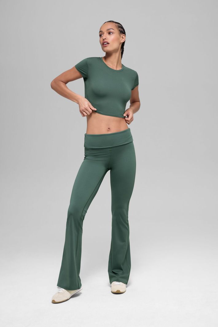 Legging 7/8 Softsculpt Foldover Flare Clover Green - Alo Yoga