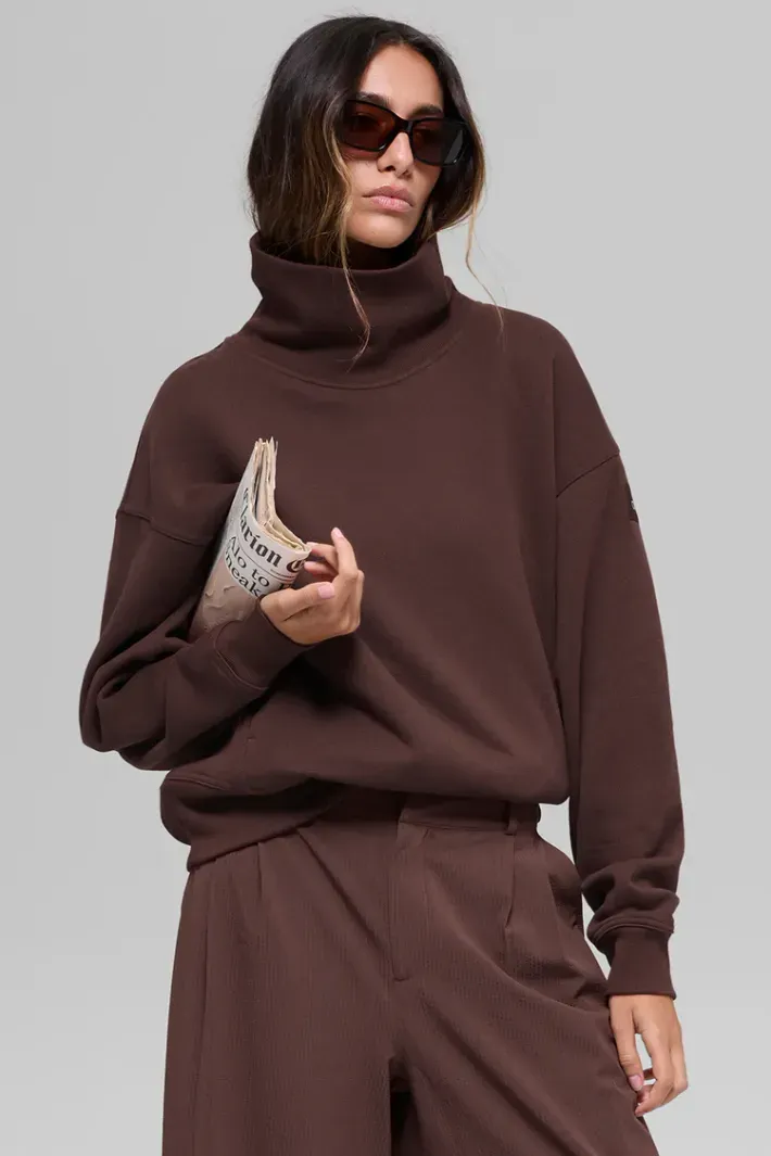 Moletom Hazy Mock Neck Brownstone - Alo Yoga