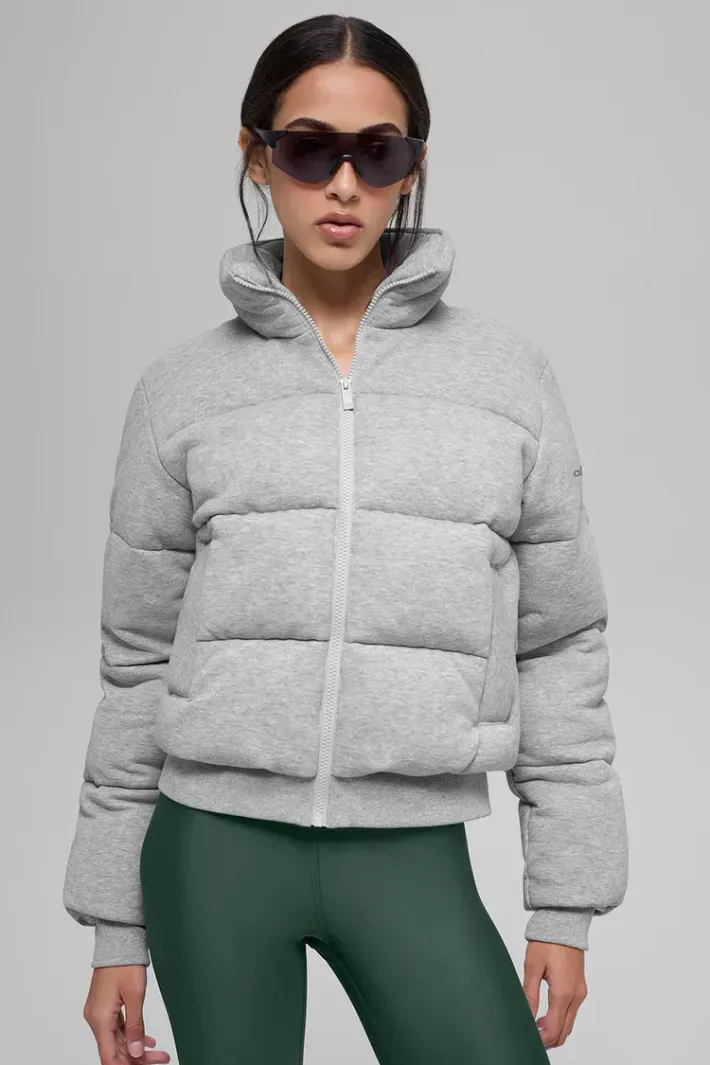 Jaqueta Puffer Moletom Athletic Heather Grey - Alo Yoga