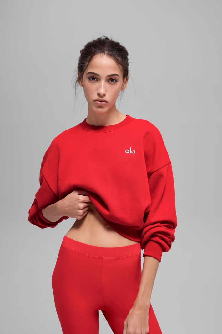 Moletom Cropped Accolade Crewneck Bright Red - Alo Yoga