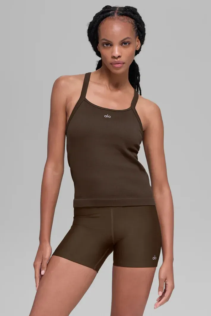 Alo yoga Seamless リブ フェイバリット ブラタンク Regata Seamless Ribbed Favorite Full Length Espresso - Alo Yoga