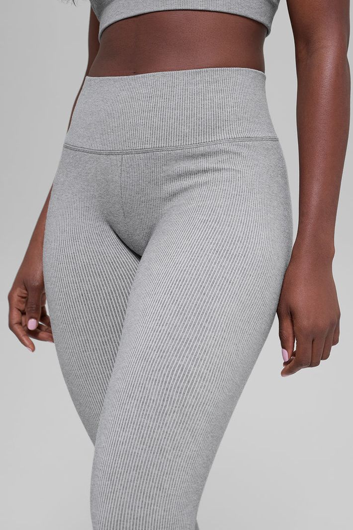 Legging Highwaist Seamless Two Tone Rib Light Misty Grey Heather