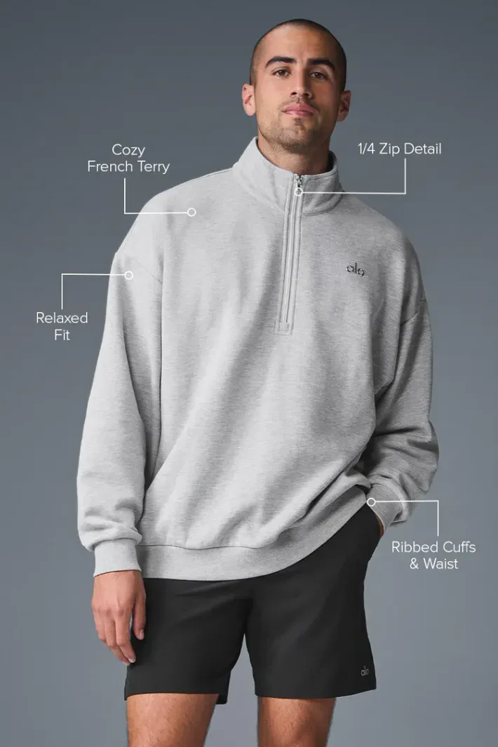 Moletom Accolade 1/4 Zip Pullover Athletic Heather Grey - Alo Yoga
